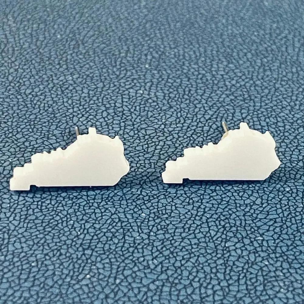 Kentucky Acrylic White Stud Earrings